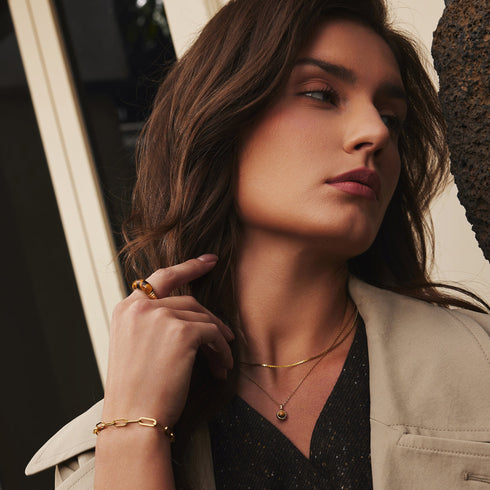 Gold Tiger Eye Pendant Necklace